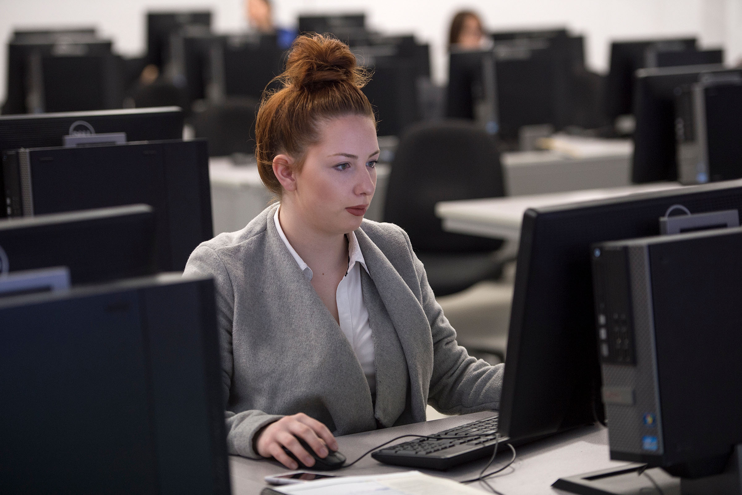 Business professional working on computer