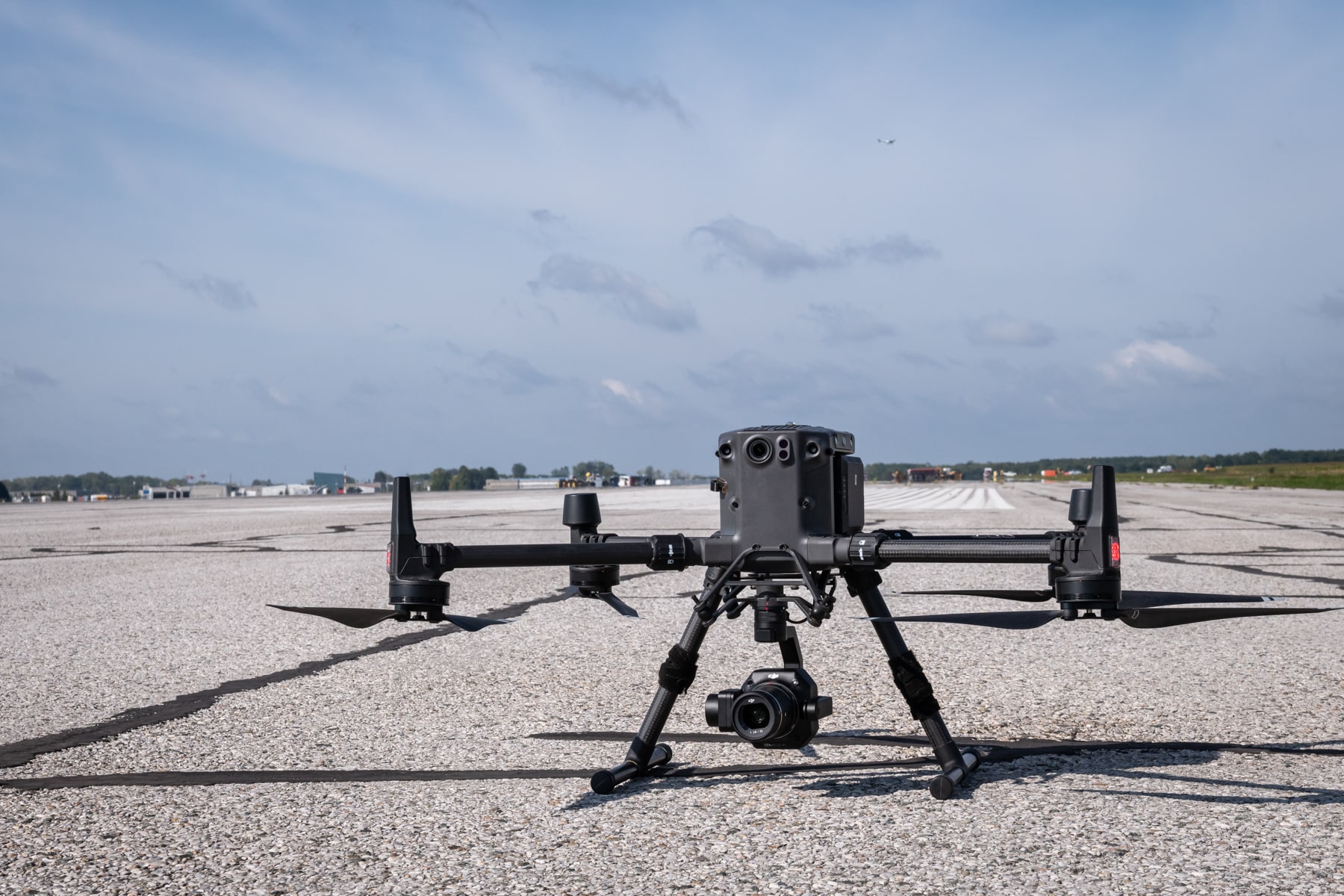 drone on tarmac during runway inspection