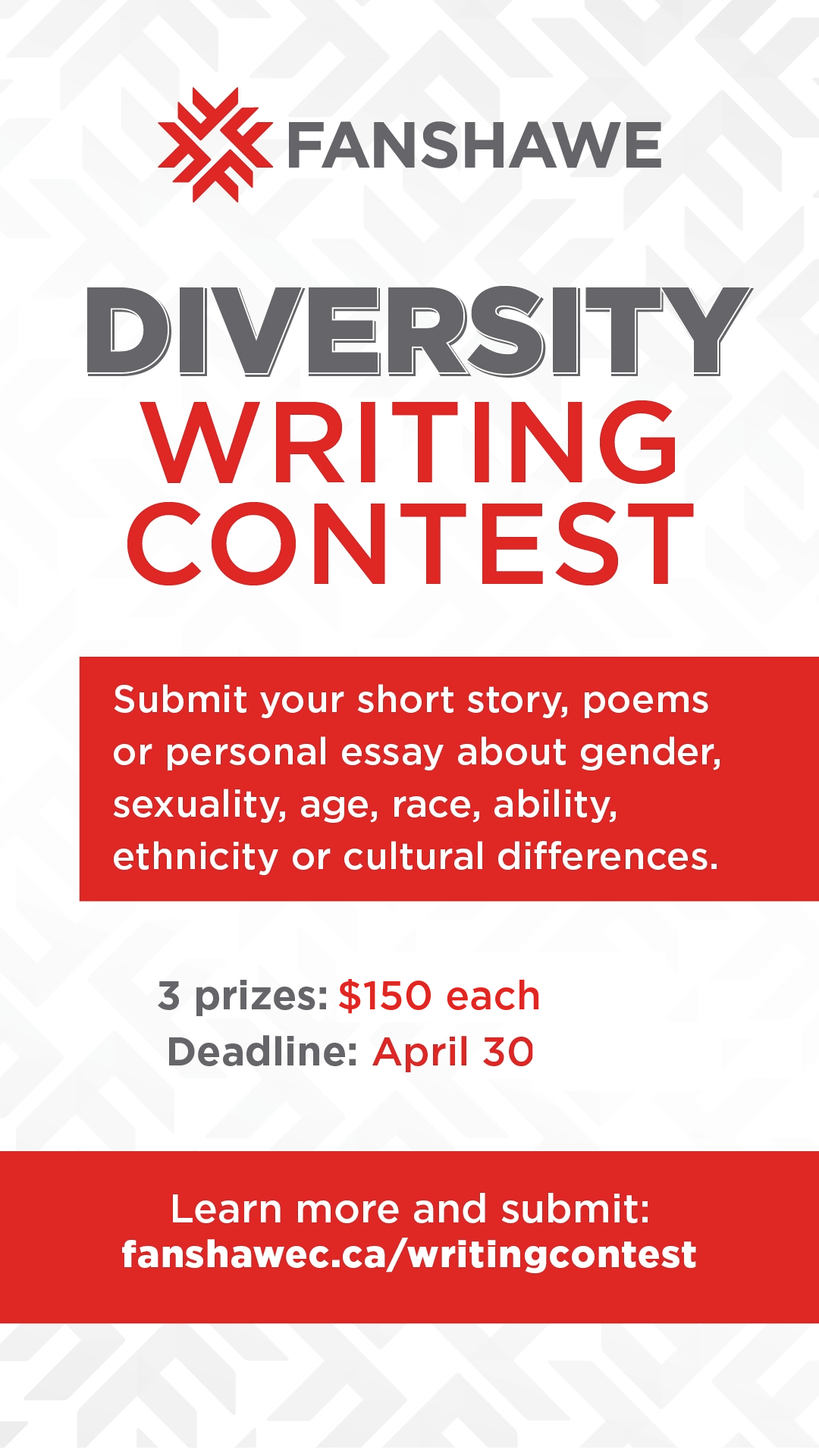 Diversity Writing contest poster details